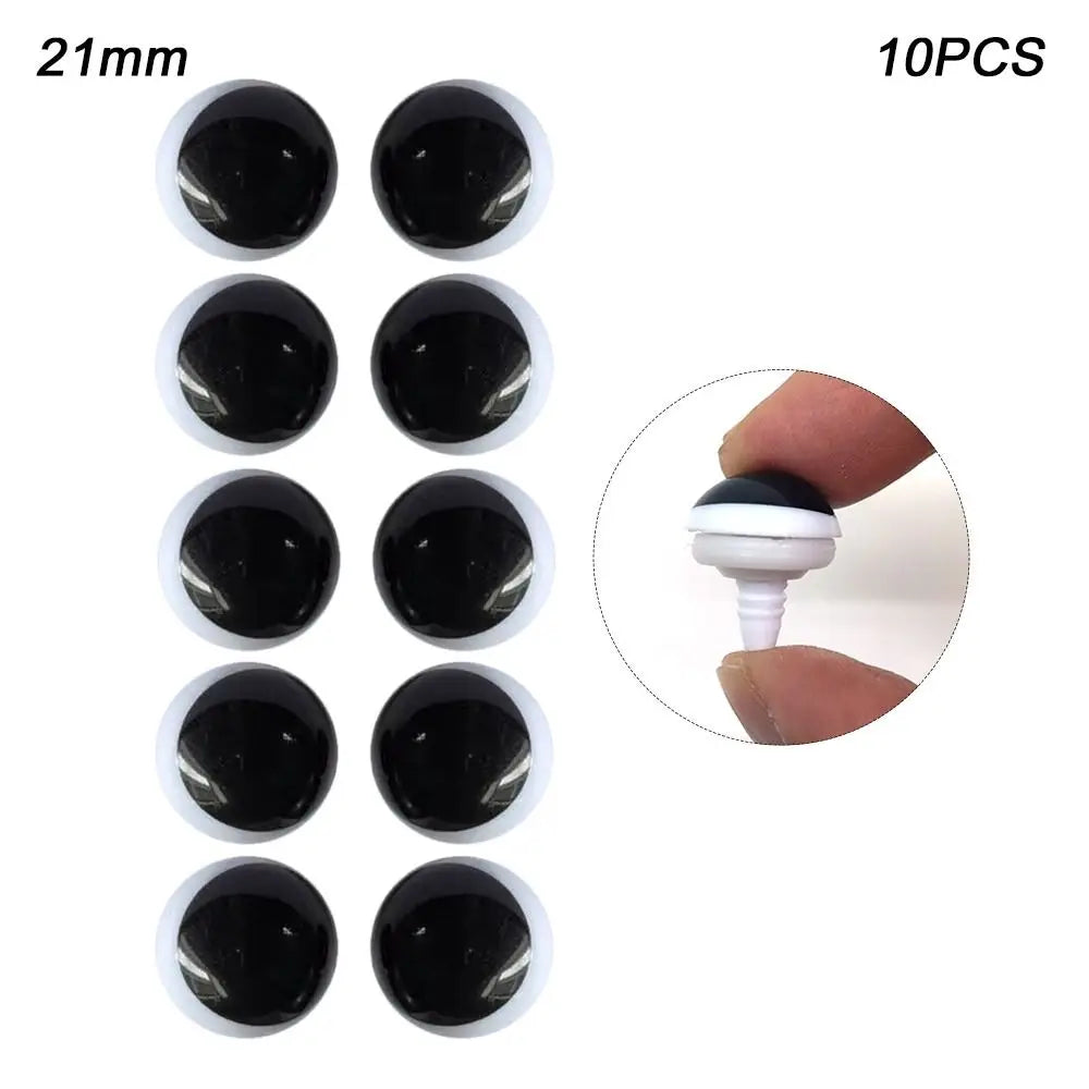 10pcs/5pairs 13/16/18/21mm Eyes Crafts Eyes with Washer Plastic Dolls DIY Tools Black&White Glitter Crystal Eyes