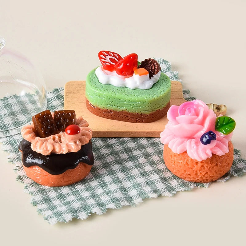 1Set 1:12 Dollhouse Miniature Fruit Cake Egg Tart Bread Dessert Model Kitchen Food Decor Toy Doll House Accessories