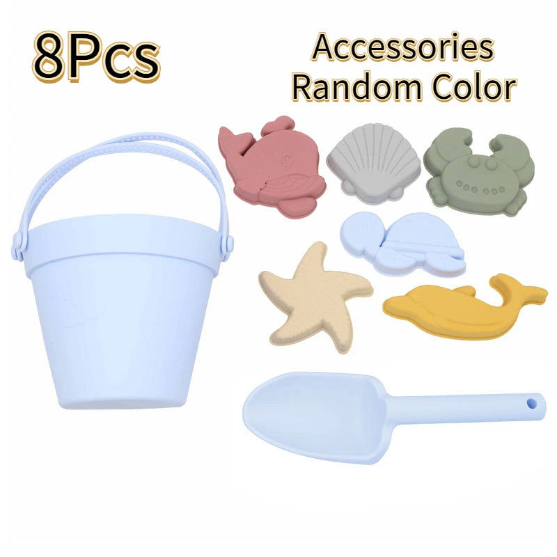 8Pcs Summer Beach Toys Kids Soft Silicone Sandbox Set Beach Game Toy Send Children Beach Play Sand Water Play Tools Swim Game