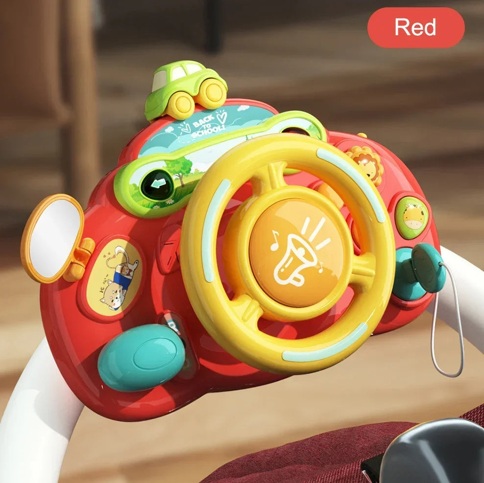 Baby Toy Electric Simulate Driving Car Copilot Steering Wheel Stroller Driving Early Educational Toys for 0-36 Months Toddler