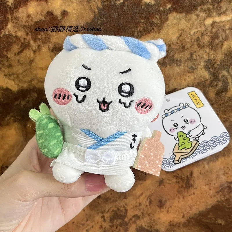 New Chiikawa Sushi Chef Series Hachiware Usagi Cute Plush Doll Keychain Girl School Bag Pendant Anime Kawaii Toy Decoration Gift