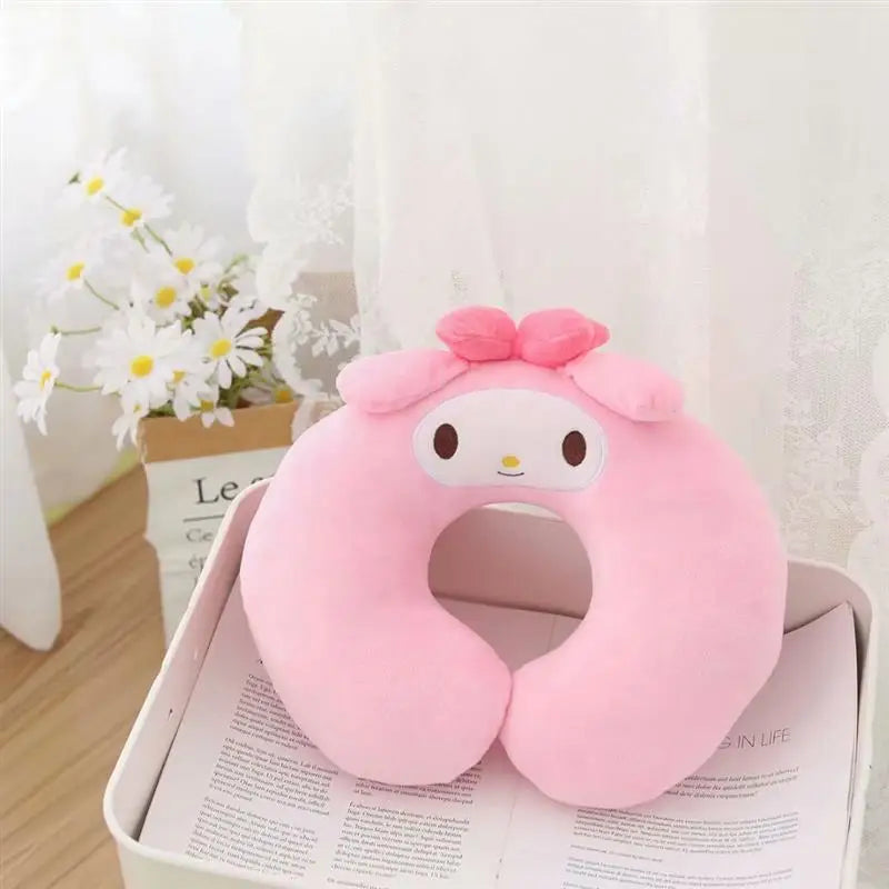 Kawaii Sanrio Neck Pillow Cartoon Hello Kitty My Melody Kuromi Cinnamoroll U-shaped Pillow Anime Car Travel Headrest Gift