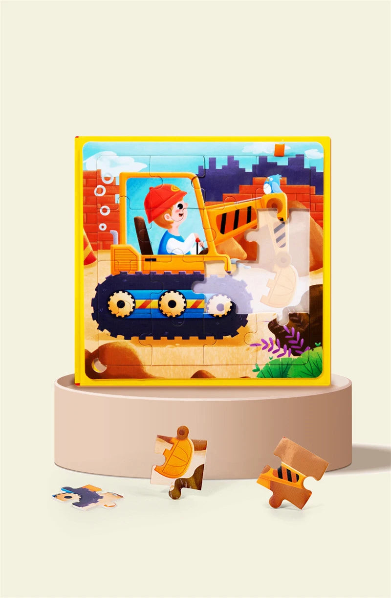 3 in 1 Cartoon Puzzle Book Baby Educational Toy Puzzle Folding Dinosaur Animal Travel Game Early Education Toy Gifts