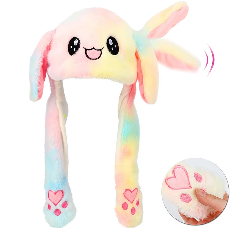 Cute Bunny Ear Moving Hat Animal Plush Hat Jumping up Moving Ears Pop Up Funny Cap Dress Up for Adult Kids Cosplay Party Hat