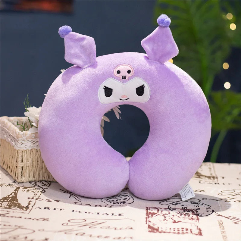 Kawaii Sanrio Neck Pillow Cartoon Hello Kitty My Melody Kuromi Cinnamoroll U-shaped Pillow Anime Car Travel Headrest Gift