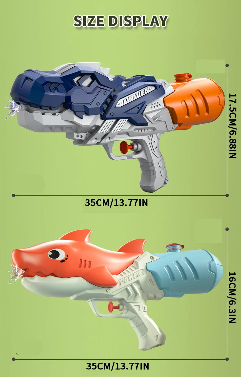 Dinosaurs, ducks, sharks, twin sprinklers, water gun toys, water fights, family gatherings, party games, water pools, beach toys