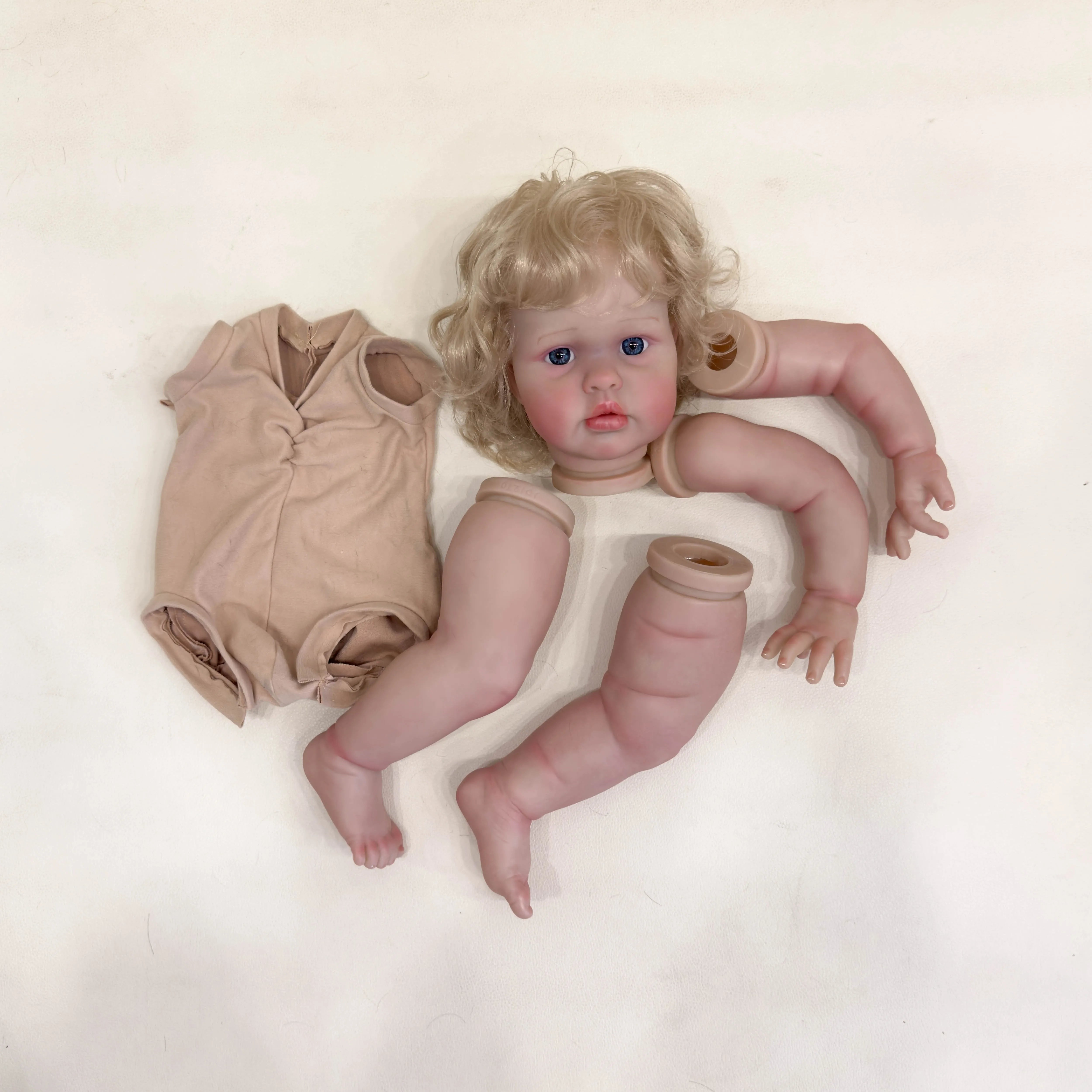 NPK 24inch Reborn Doll kit Ellie painted Doll kit Unfinished Doll parts with Hand Rooted Hair Lifelike doll
