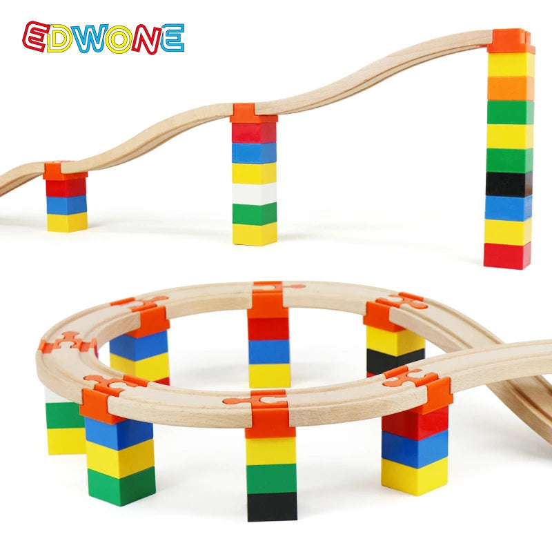 5pcs Wooden Train Tracks Accessories Building Blocks Adapters Plastic Track Connectors fit for All Wooden Tracks Toys for Kids