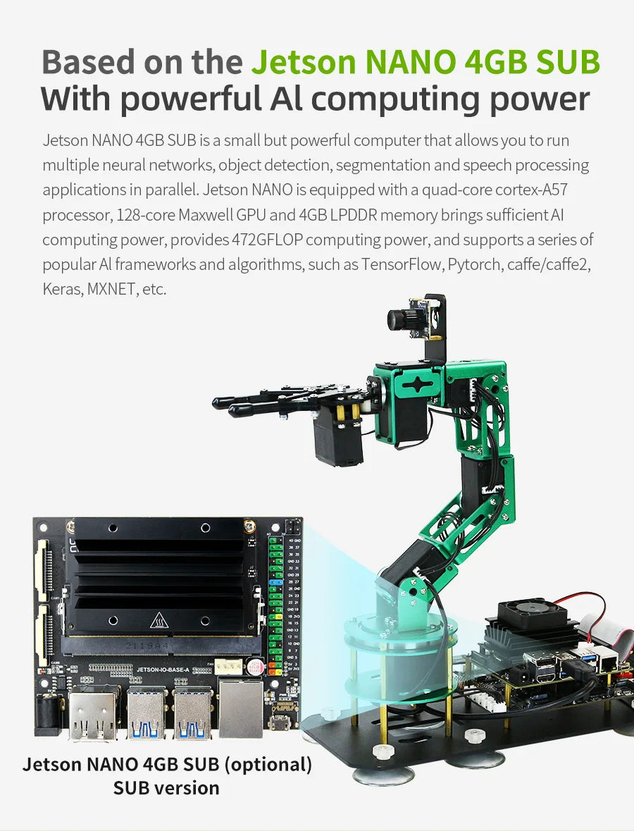Yahboom 6DOF AI Visual Robotic Arm ROS Robot Kit Artificial Intelligence Robot with 15KG 6KG Servo for Jetson NANO 4GB CE ROHS