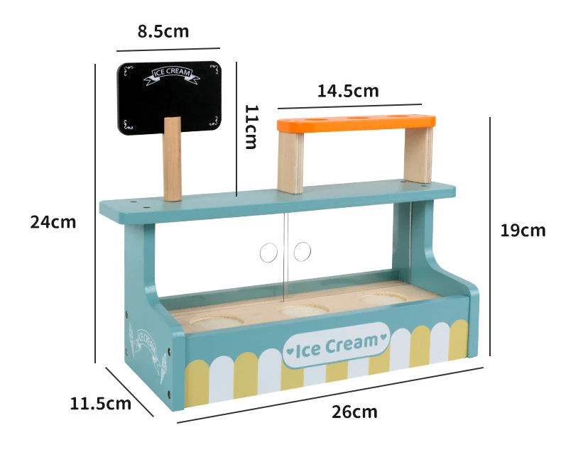 Wooden Kitchen Pretend Play Toy Kids Wooden Toys Coffee Maker Set Cake Ice Cream Tea Playset Toddler Learning Educational Toys