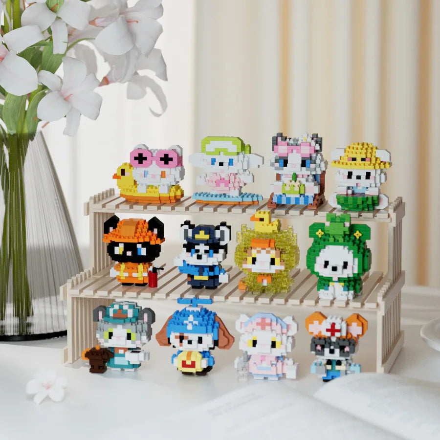 New 24 Styles Kawaii Pet Cat/Dog Small Particle Building Blocks Educational Room Decoration Children's Christmas Gifts