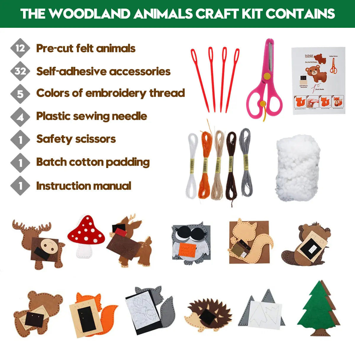 Kids Sewing Kit Fine Motor Skills DIY Fun Felt Animals Handmade Sewing Set Children Educational Toys Birthday Christmas Gifts