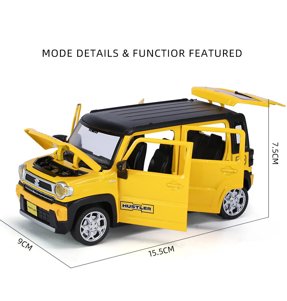 1:22 SUZUKI HUSTLER SUV Alloy Car Model Diecasts Metal Toy Off-Road Vehicles Car Model Simulation Sound and Light Childrens Gift