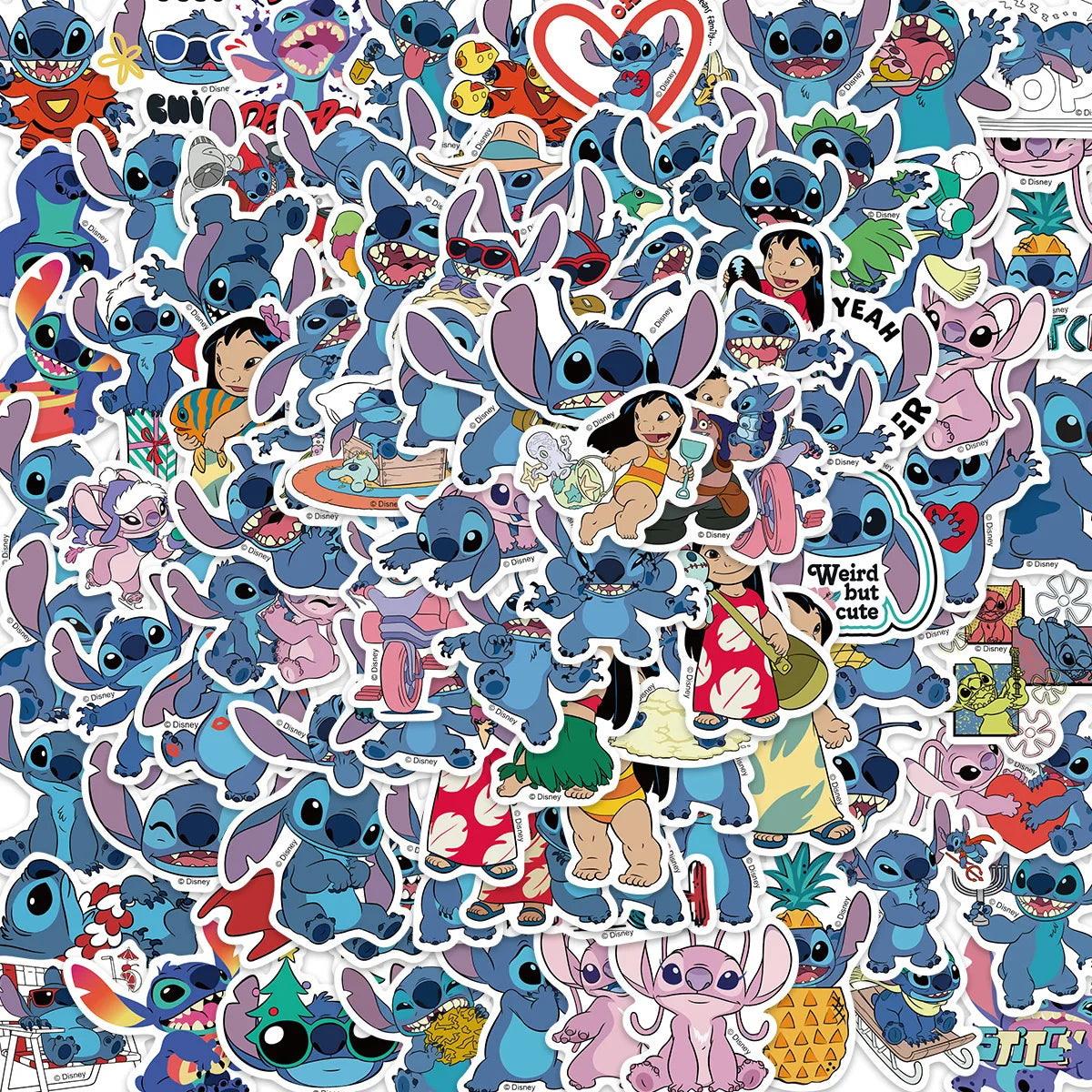 100pc Disney Stitch Stickers for Mickey Minnie Mouse Sticker Pack for Cars Bags Pegatinas Adesivo
