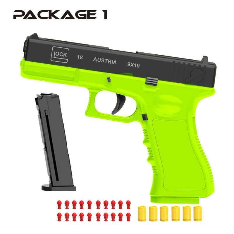New.All Black M1911 Colt Toy Gunman Gun, Soft Bullet Shell, Catapult Blaster, Manual Air Gun Launcher, Boys Shooting Game 14+y