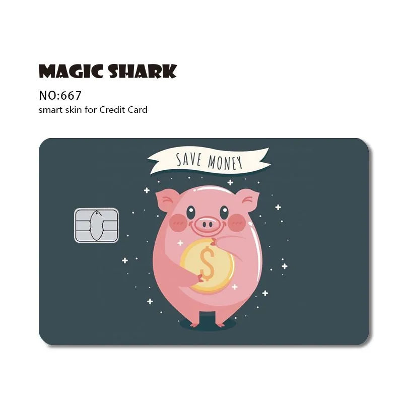 Magic Shark Anime Cartoon Game Save Money Pig Case Cover Film Skin Sticker for Small Chip Credit Card Bus Card