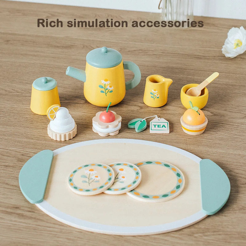 Children's Simulation Royal Afternoon Tea Toys, Early Learning Educational Toys, Wooden Simulation Dessert Cake, Role Playing