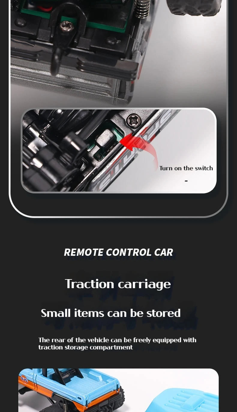 1:64 Speed Mini Off-Road Remote Control Car Alloy Cool Lighting Shock Absorption Children's Desktop Competition Toy Small Gift