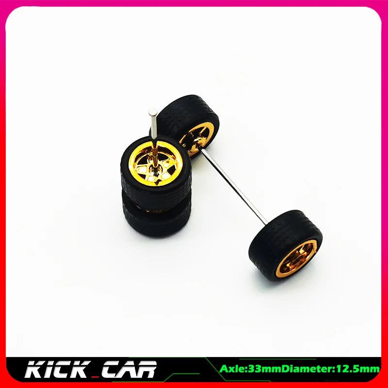 Metallic Color 1/64 Wheels With Rubber Tires 1 Set(4pcs)  Plastic Basic Modified Parts Vehicle Toy For Hotwheels Tomica Mini GT