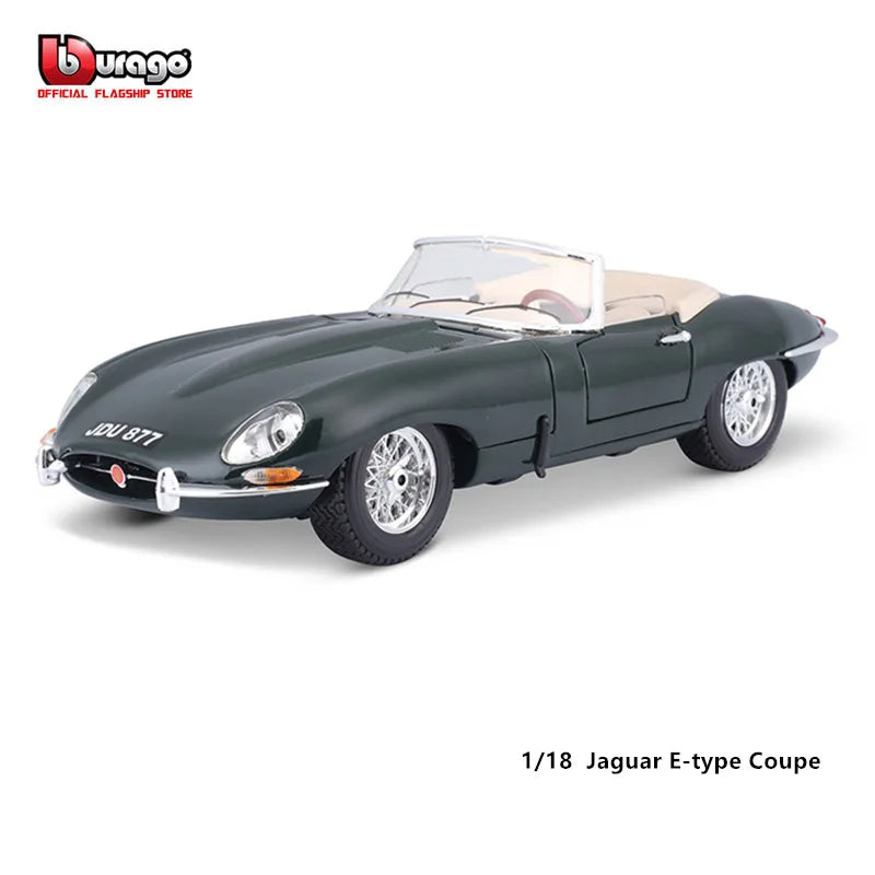 Bburago 1:18 Scale Jaguar E-type Cabriolet Alloy Luxury Vehicle Diecast Pull Back Cars Model Toy Collection Gift