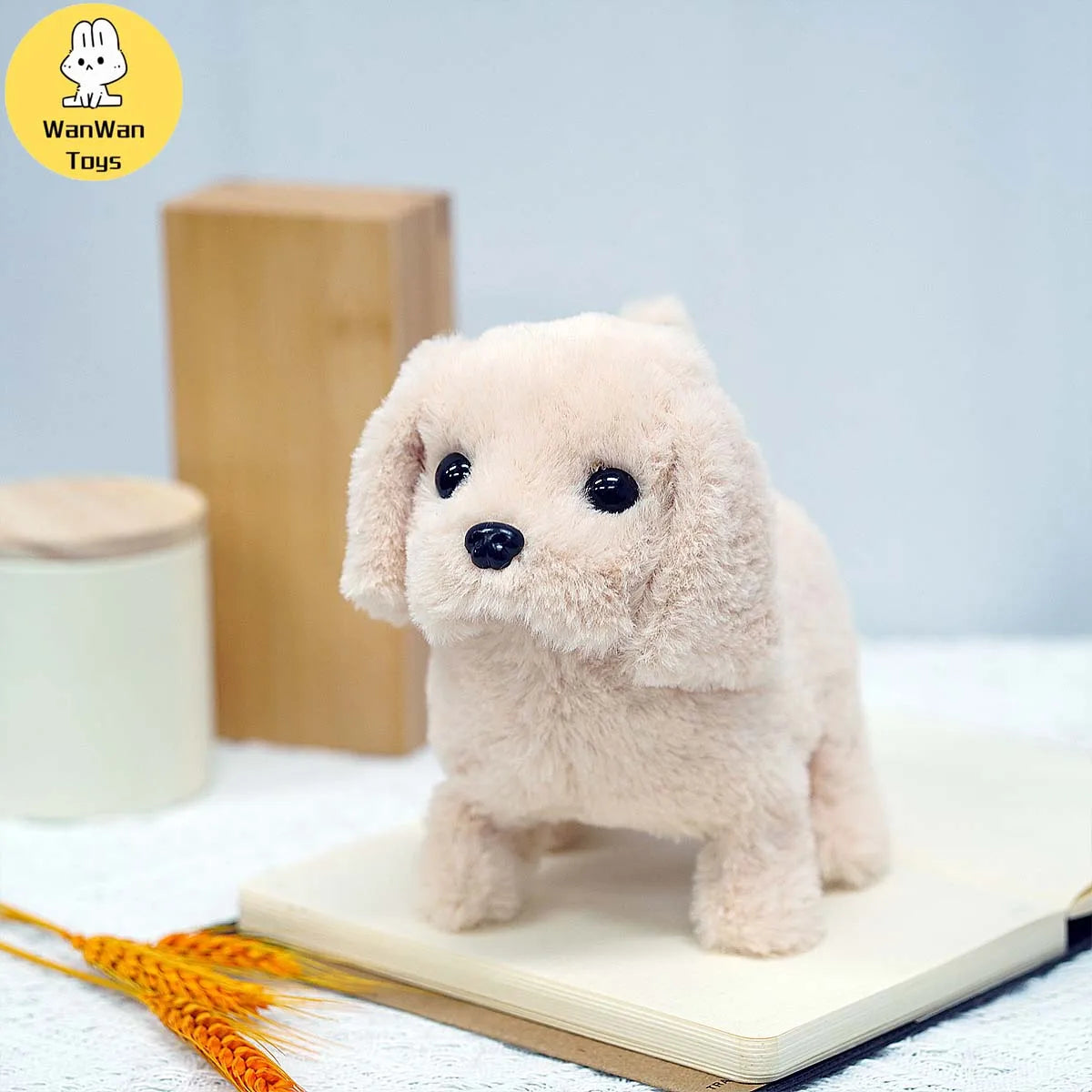 Realistic Electric Imitation Big Dog Puppy Plush Toy Cute Puppy Walking Barking Wagging Tail Stuffed Animal Plush Doll