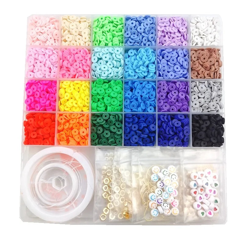 Rainbow Color Flat Chip Beads For Boho Bracelet Necklce Making Letter Beads Accessories Kit DIY Toys for Kids Adult Xmas Gift