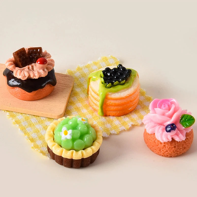 1Set 1:12 Dollhouse Miniature Fruit Cake Egg Tart Bread Dessert Model Kitchen Food Decor Toy Doll House Accessories