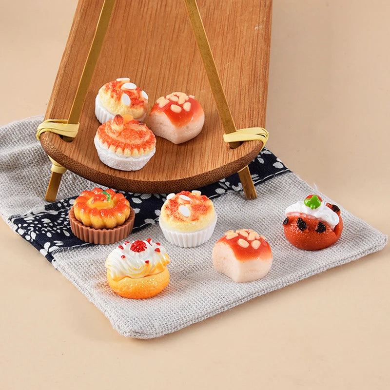 1Set 1:12 Dollhouse Miniature Fruit Cake Egg Tart Bread Dessert Model Kitchen Food Decor Toy Doll House Accessories
