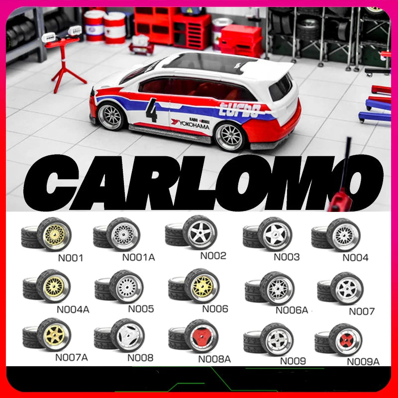 Metallic Color 1/64 Wheels With Rubber Tires 1 Set(4pcs)  Plastic Basic Modified Parts Vehicle Toy For Hotwheels Tomica Mini GT