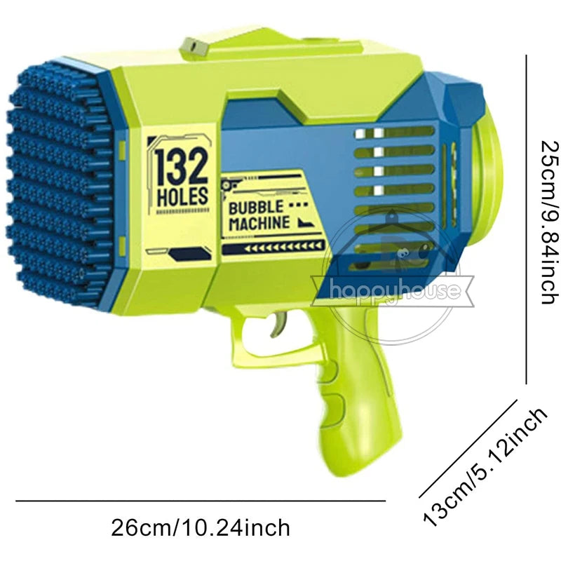 Bubble Gun Rocket 132 Holes Soap Bubbles Machine Gun Shape Automatic Blower With Light Toys For Kids Pomperos Childrens Day Gift