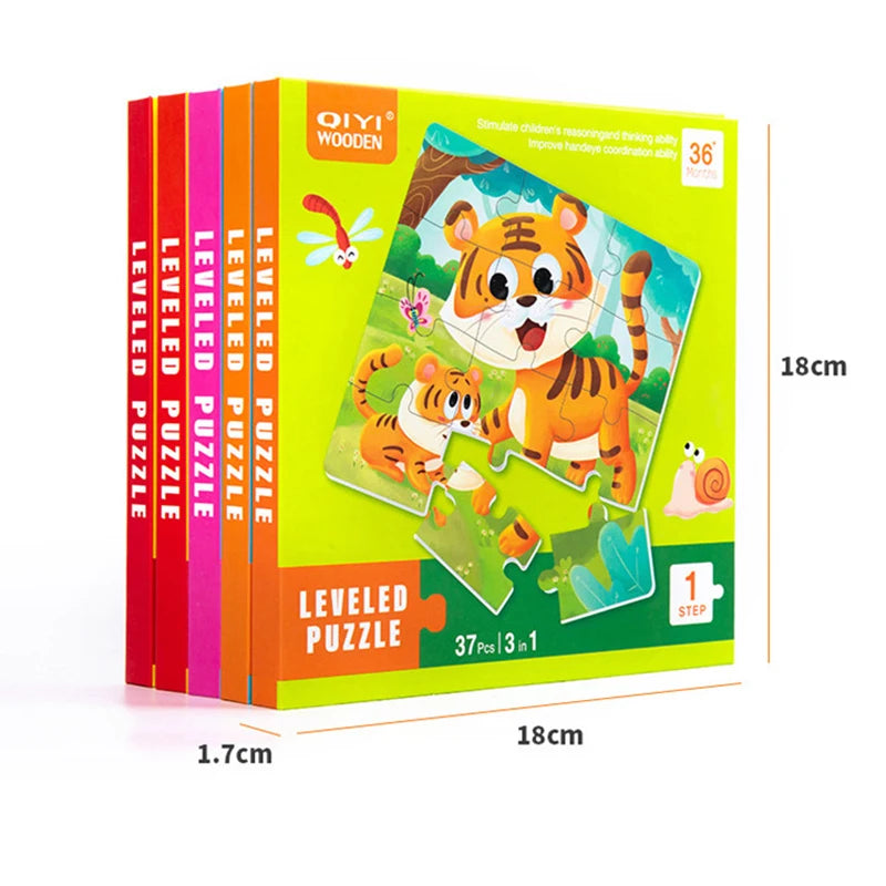3 in 1 Cartoon Puzzle Book Baby Educational Toy Puzzle Folding Dinosaur Animal Travel Game Early Education Toy Gifts