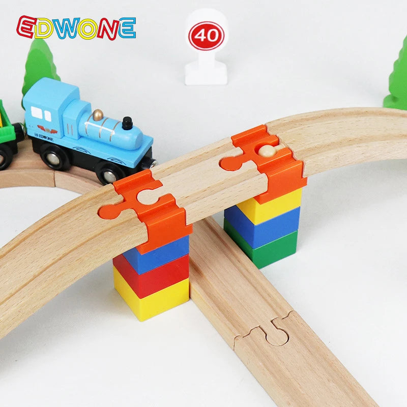5pcs Wooden Train Tracks Accessories Building Blocks Adapters Plastic Track Connectors fit for All Wooden Tracks Toys for Kids