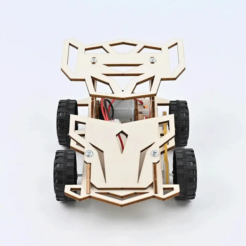 DIY Wooden Remote Control Car Wooden Four Wheel Drive Racing Assembling Science Experiment Kits KIDS STEM Educational Toy