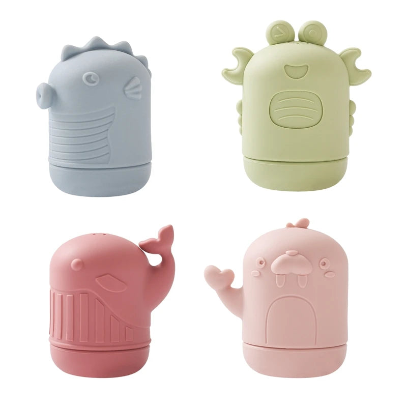 Baby Bath Toys Animal Cute Cartoon Toddler Water Toys Swim Bathroom Baby Silicone Sprinkler Bathtub Animal Toy Infant Kids Boys