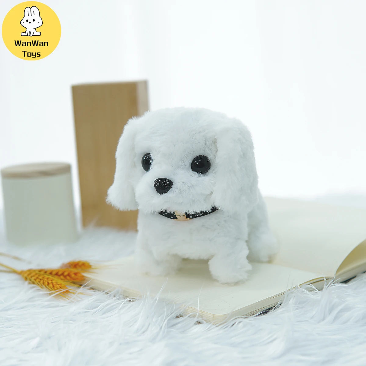 Realistic Electric Imitation Big Dog Puppy Plush Toy Cute Puppy Walking Barking Wagging Tail Stuffed Animal Plush Doll