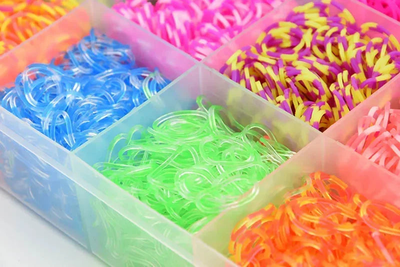 10000pcs Rubber Loom Bands Kits Beads Toys Set Hand Knitting Machine Handmade DIY Rainbow Weave Color Bracelet Girl Gift