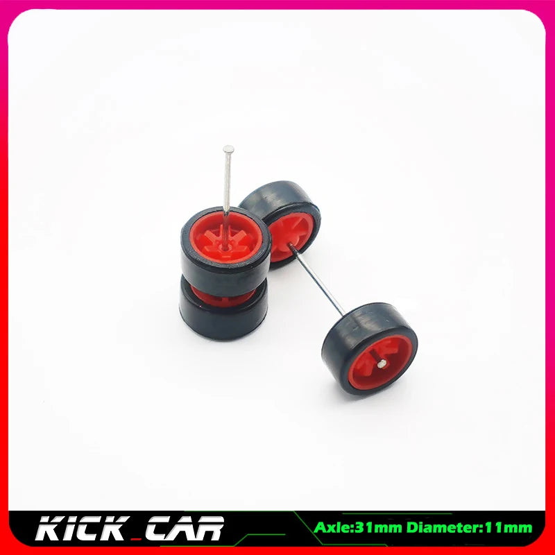Metallic Color 1/64 Wheels With Rubber Tires 1 Set(4pcs)  Plastic Basic Modified Parts Vehicle Toy For Hotwheels Tomica Mini GT