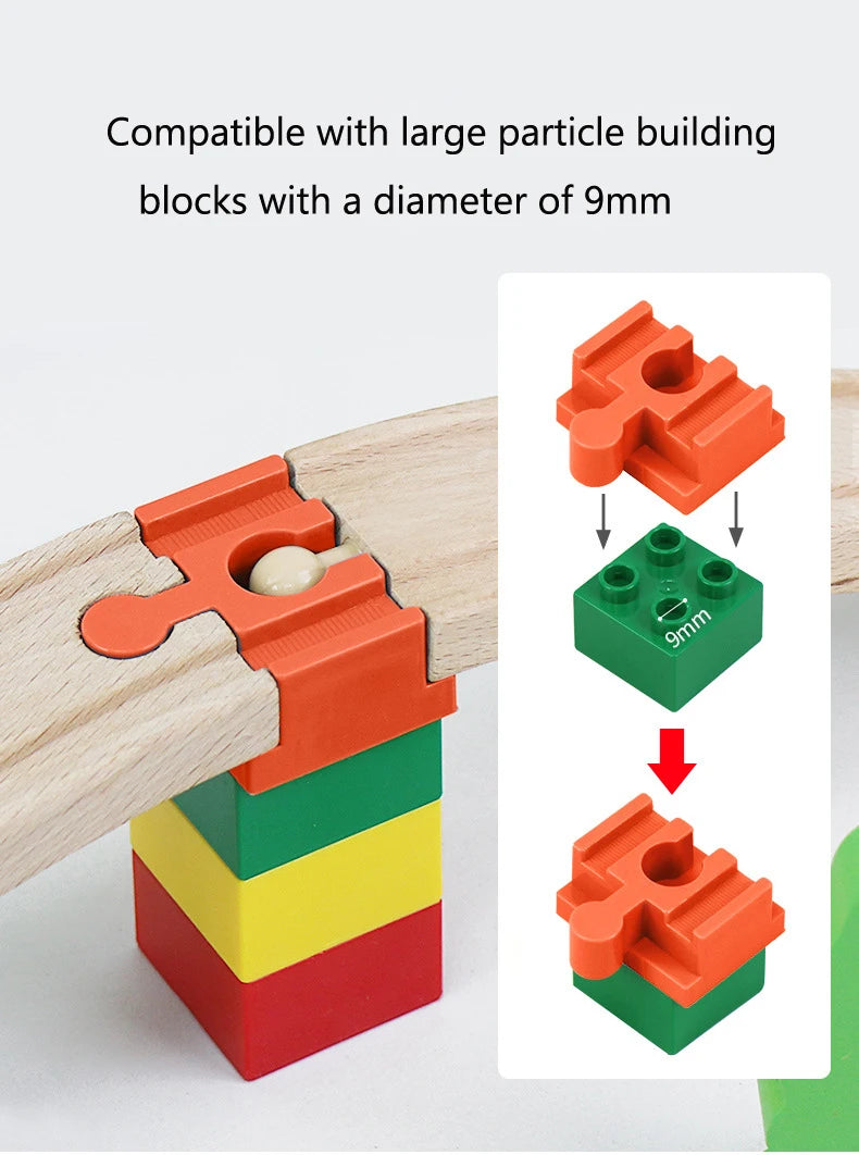 5pcs Wooden Train Tracks Accessories Building Blocks Adapters Plastic Track Connectors fit for All Wooden Tracks Toys for Kids