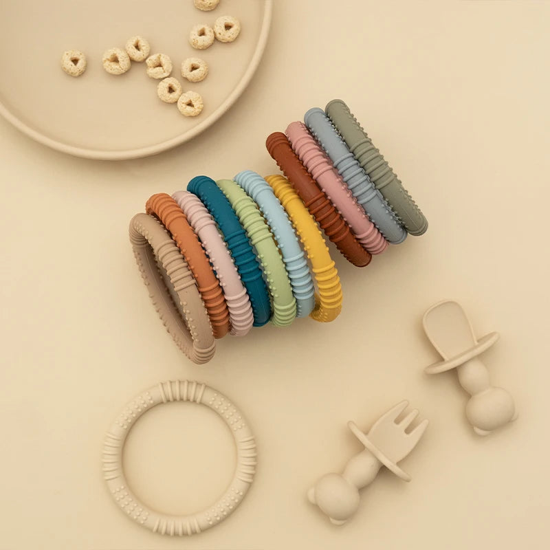 1Pcs Silicone Baby Teether Health Care Molar Toy Food Grade Toddler Nursing Teething Ring Chewing Toys BPA Free Baby Accessories