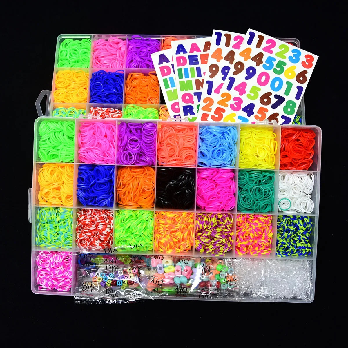 10000pcs Rubber Loom Bands Kits Beads Toys Set Hand Knitting Machine Handmade DIY Rainbow Weave Color Bracelet Girl Gift