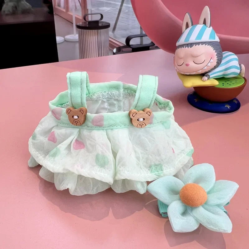 Cute Mini Plush Doll'S Clothes Outfit Accessories For Korea Kpop Exo Labubu II Idol Dolls Wrinkle dress Clothing DIY Kid Gift