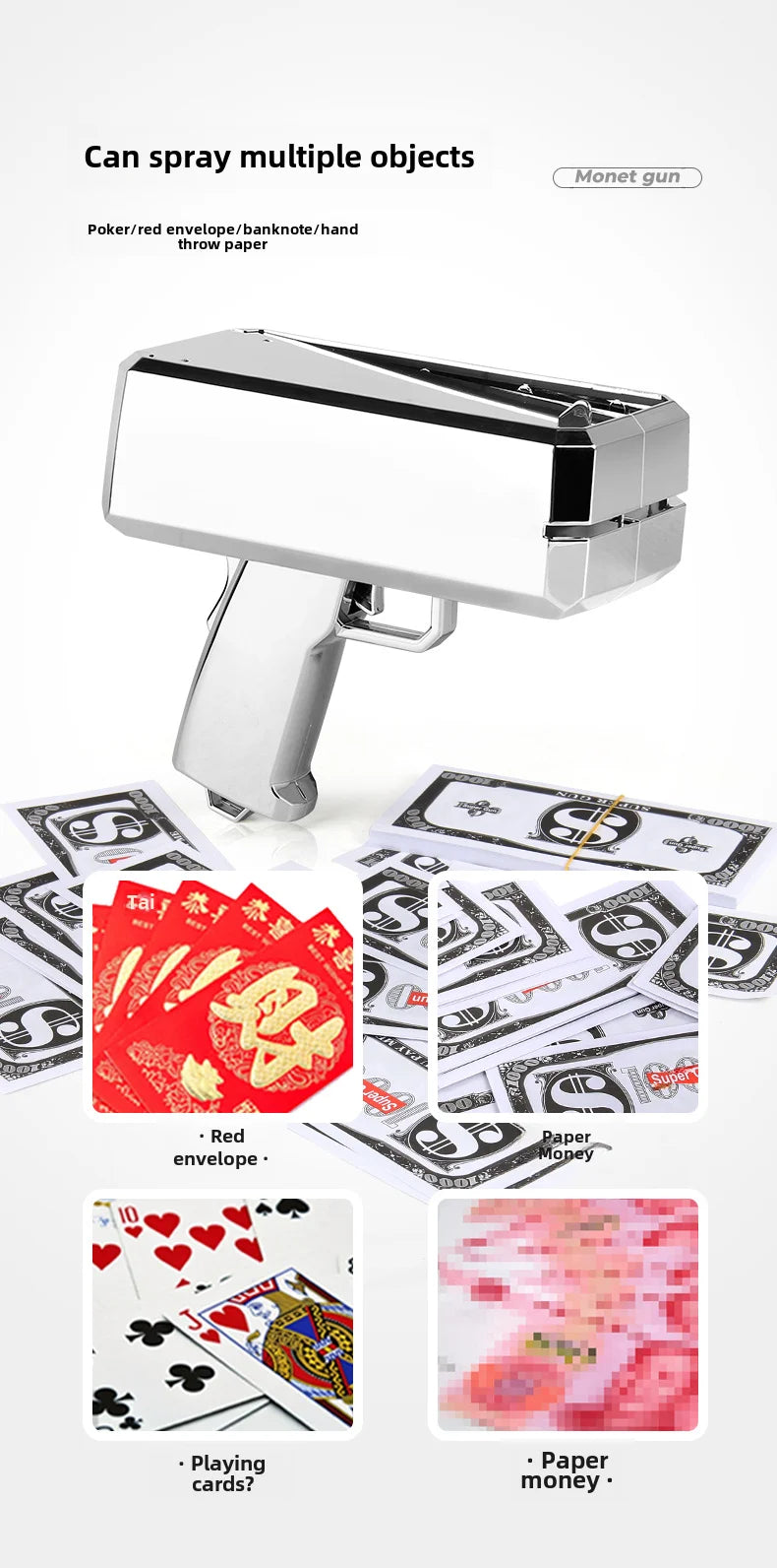 Source manufacturer Douyin's same electric money gun toy new and unique MoneyGUN banknote gun US dollar toy gun