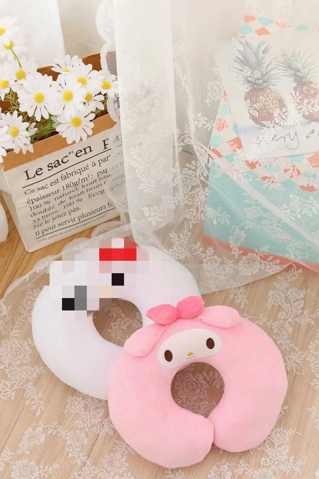 Kawaii Sanrio Neck Pillow Cartoon Hello Kitty My Melody Kuromi Cinnamoroll U-shaped Pillow Anime Car Travel Headrest Gift
