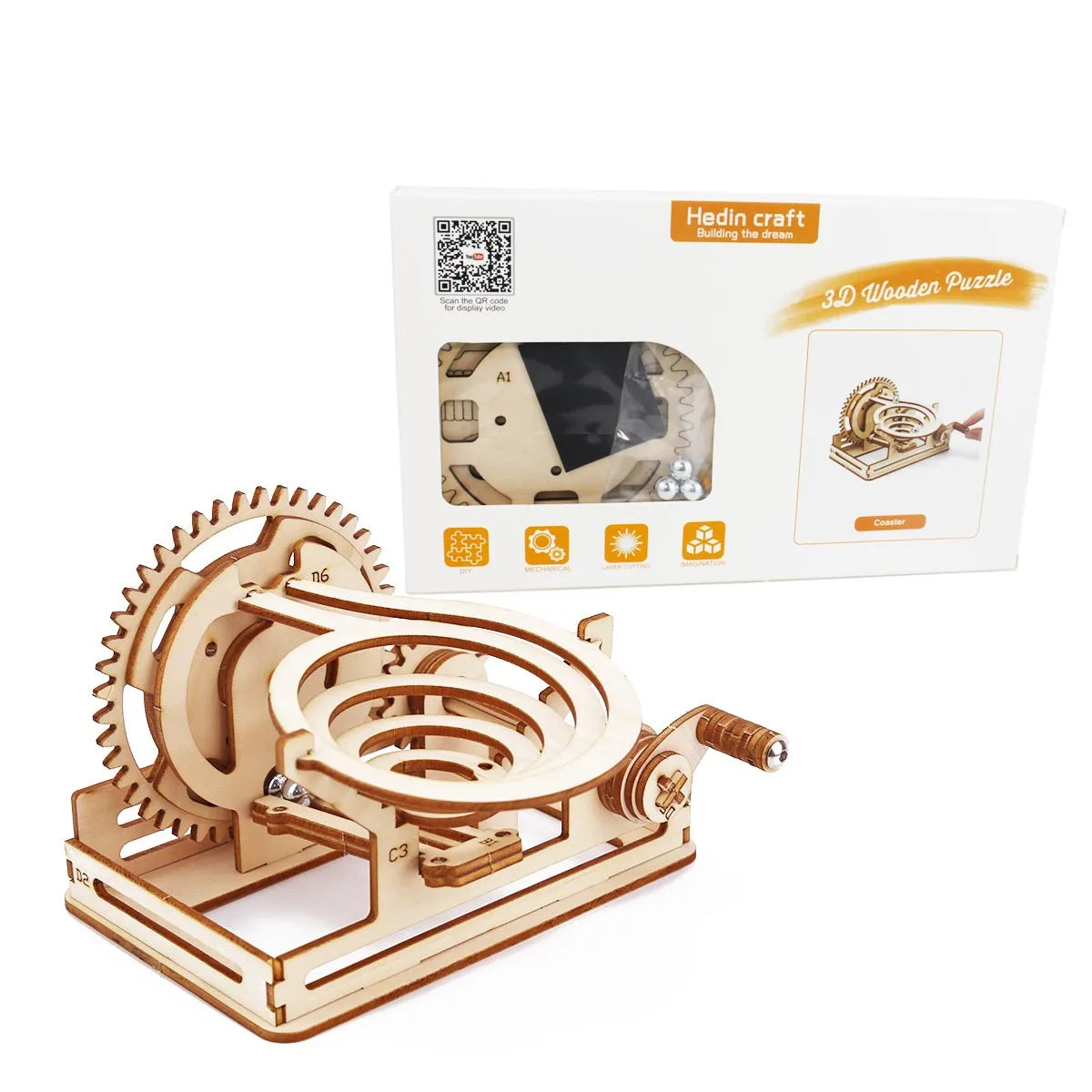 3D Wooden Marble Run Puzzles Toys Assemble Construction Building Blocks Model Set DIY Montessori Kids Mechanical Maze Track Gift
