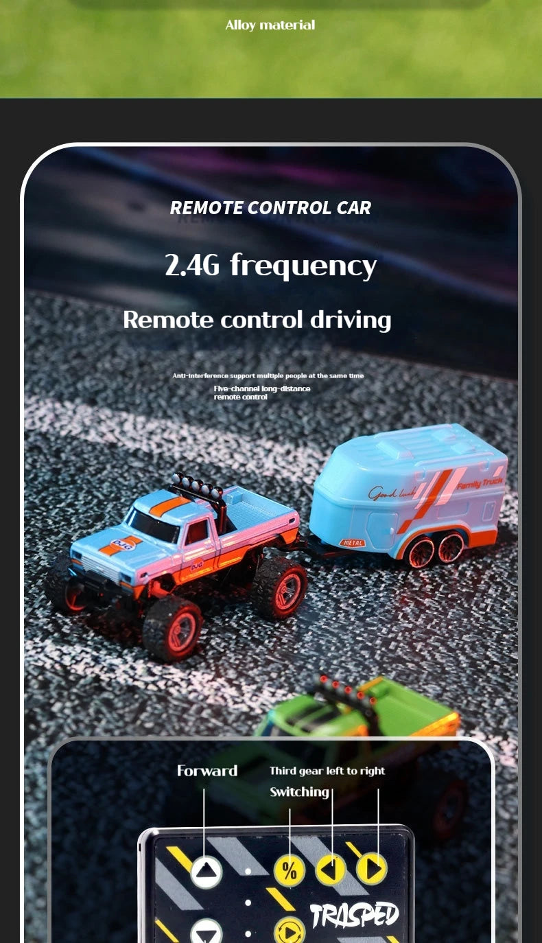 1:64 Speed Mini Off-Road Remote Control Car Alloy Cool Lighting Shock Absorption Children's Desktop Competition Toy Small Gift