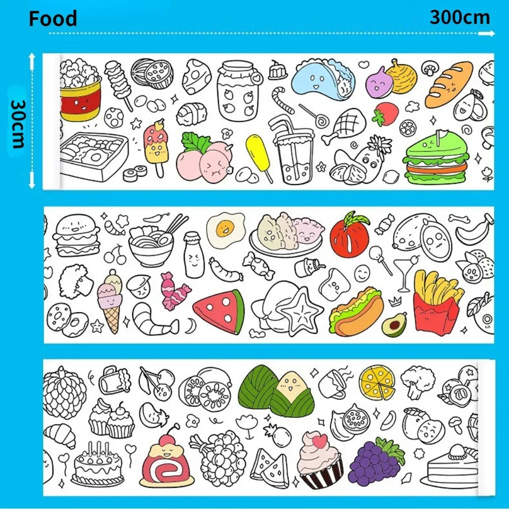 Children Drawing Roll Sticky Color Filling Paper DIY Painting Graffiti Scroll Coloring Paper Rolls for Kids Educational Toy Gift
