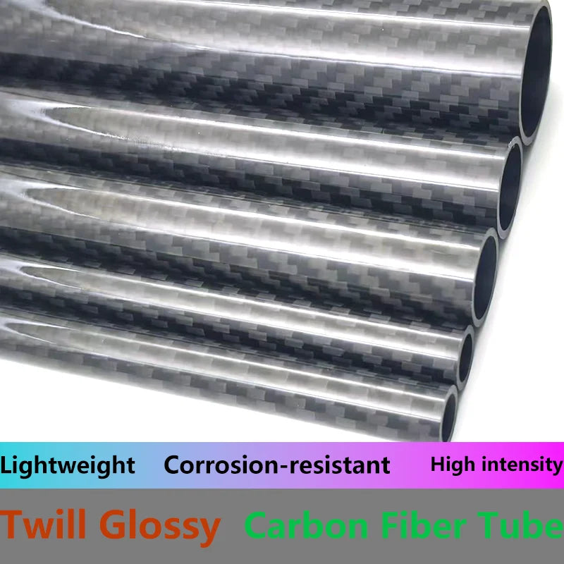 2PCS Twill Glossy 3K Carbon Fiber Tube Length 500mm OD 8mm 10mm 12mm 14mm 16mm 18mm 20mm 22mm 24mm 26mm 30mm Carbon Tube