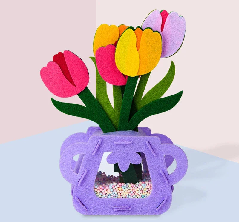 DIY Flower Toys Montessori Arts Crafts Non-weaving Handicrafts Flowerpot Toys for Kids Early Preschool Educational Funny Gifts