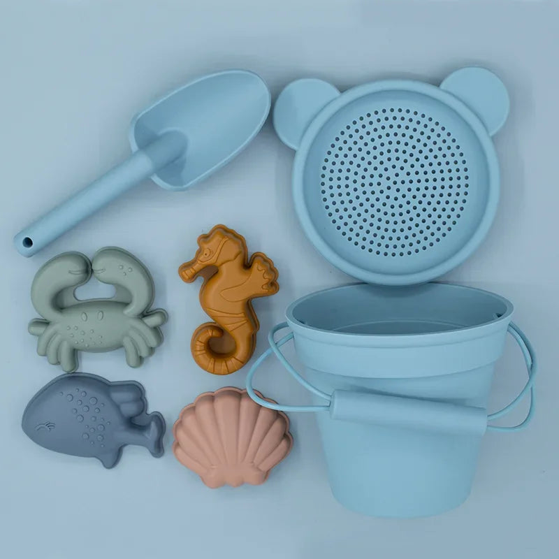 8Pcs Summer Beach Toys Kids Soft Silicone Sandbox Set Beach Game Toy Send Children Beach Play Sand Water Play Tools Swim Game