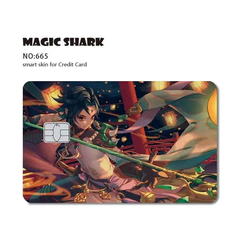 Magic Shark Anime Cartoon Game Save Money Pig Case Cover Film Skin Sticker for Small Chip Credit Card Bus Card